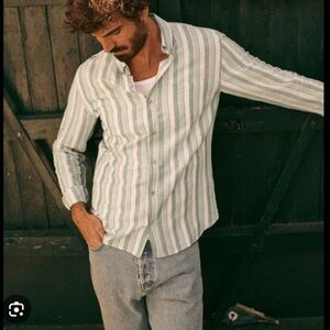 Octobre collection (sezane) Green and White Striped Casual Shirt